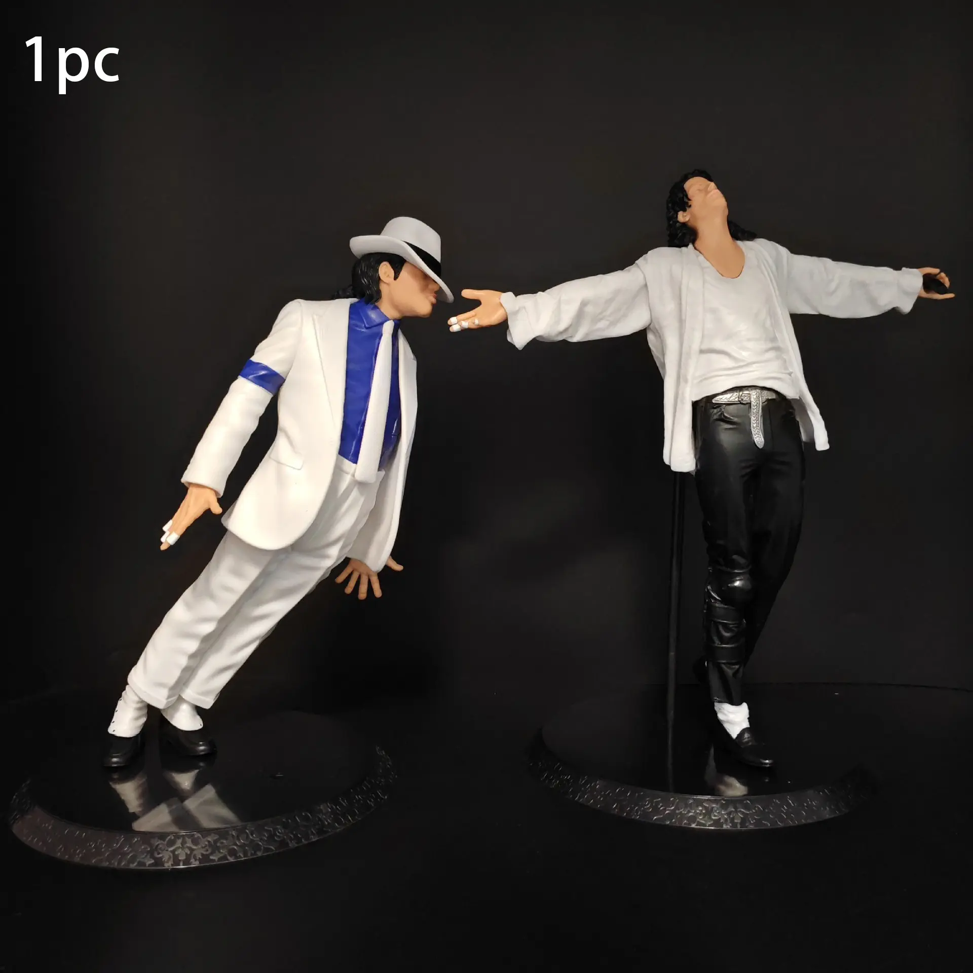 Pop King Stage Figure Set 24cm & 22.5cm Anti‑Gravity Lean & Singing Pose PVC Statue