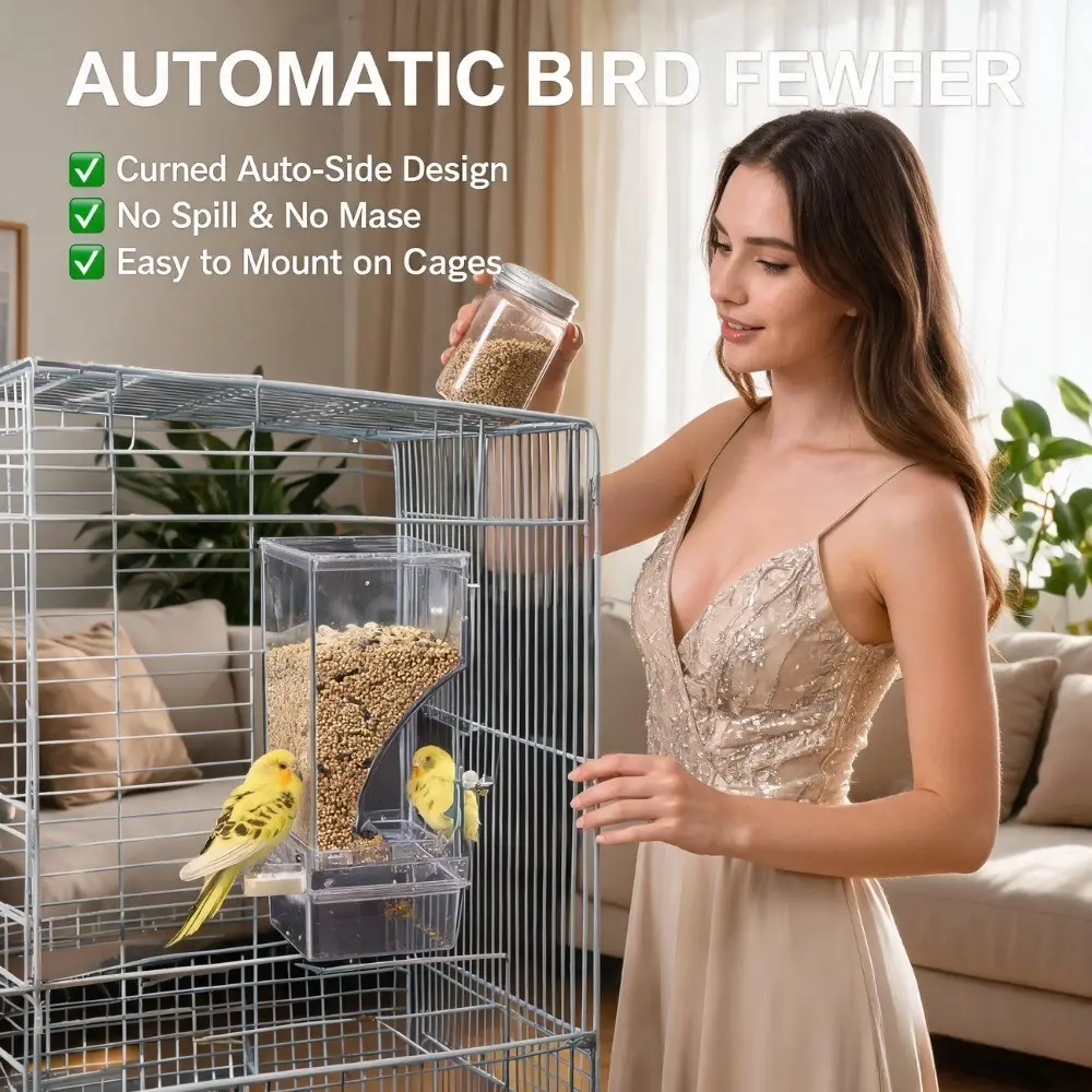 Feeder & Waterer Combo for Small Pets, Hanging Pet Feeding Machine, Electric-Free Automatic Parrot Feeder, Bird Feeders, Accessories for Lovebirds, Goldfinches, Bird Supplies