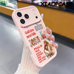 Creative design of GOD JESUS Bible Psalms Pattern Phone Case for iPhone 17 16 Pro Max Air 15 Plus 14 13 12 11 E mini Shockproof Drop Protection Rugged Durable soft Silicone Cover Cellphone Protective case