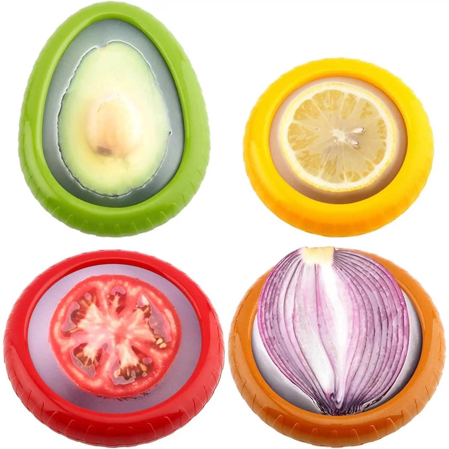 Avocado Saver and Tomato Holder - Set of 4 |  Storage Containers,for half an avocado For Fridge, Ideal for Garlic, Onions, Lemons, and Potatoes