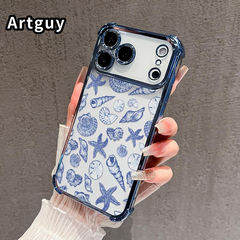 Phone Case for iPhone 17 Pro Max 16 15 Plus Air 14 13 12 11 E Abyss Opal Overture Pattern Four-corner Thickened Anti-drop Protective Silicone Cover Gift