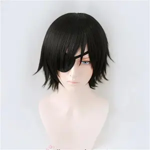 Anime Chainsaw Man Himeno Cosplay Wig Black Short Cosplay Wig With Eye Patch Heat Resistant Hair Halloween Party Wigs