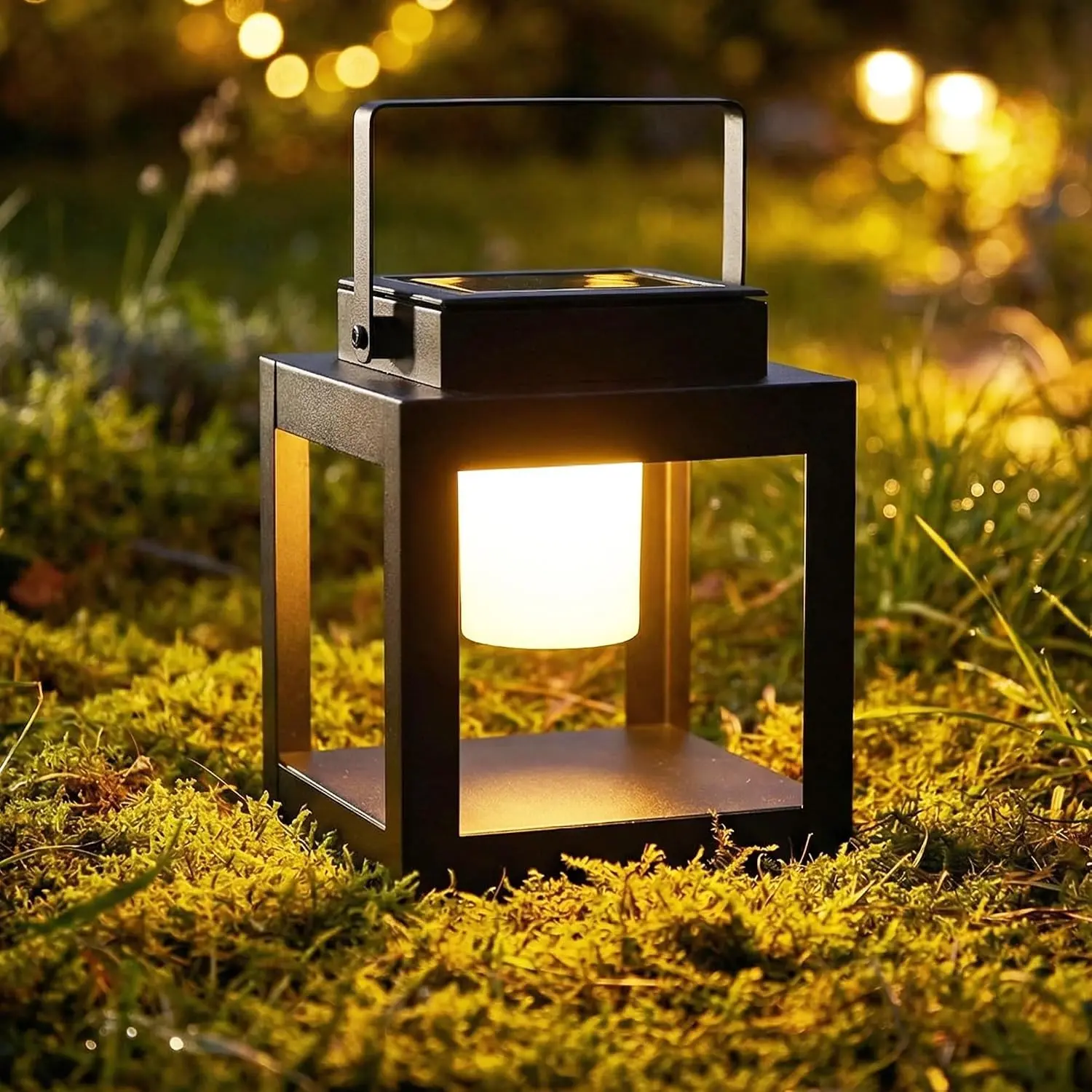 Solar Lanterns Outdoor Waterproof, Portable Outdoor Table Lamp with Handle, 3-Way Dimmable Soft Warm LED Light, Dual USB/Solar Charging Hanging Lantern for Patio BBQs, Camping, Emergency UseGift.