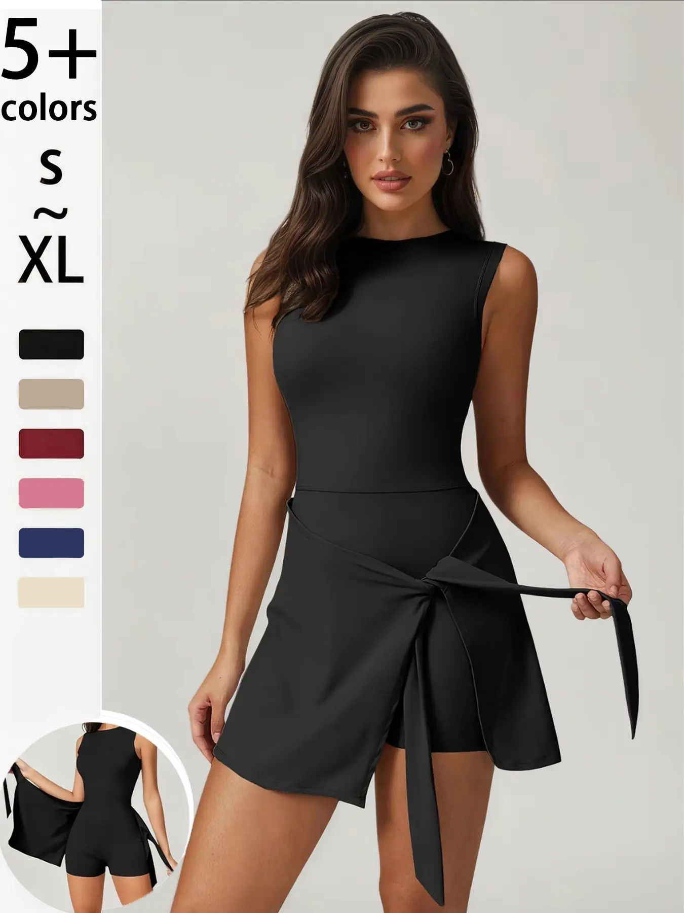 New Women's Sporty Sleeveless Dress with  Shorts, Ideal for Golf and Yoga, Comfortable and Fashionable, Perfect for Sports and Daily Wear