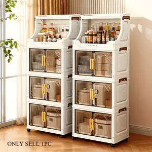 3/4/5/6-tier heavy-duty multi-functional folding storage cabinet, Collapsible Design - featuring open shelves, ultra-large capacity gardening tool racks, and household storage boxes, suitable for living rooms/bedrooms/wardrobes/kitchen cabinets/offices