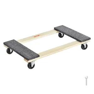VEVOR Furniture Dolly, 1000 lbs Load Capacity, 18" x 30", 4x 3" PP Swivel Casters, Heavy Duty Hardwood Furniture Moving Dolly, Mover's Dolly, Moving Cart with Wheels for Heavy Furniture Home Cleaning