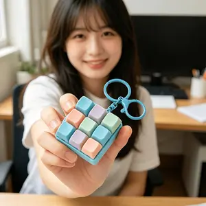 Candy Color Tetris Fidget Keychain, 9-Button Stress Relief Toy, Portable Finger Press Game, Cute Decompression Gadget, Fidgettoy, Stressrelief, Keychain, Tetristoy, Decompressiongadget