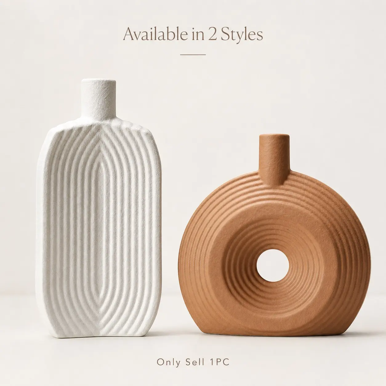 Modern Ceramic Vase for Home Decor, Minimalist Decorative Flower Vase with Textured Relief Design, Nordic Style Pottery Vase, Unique Round Hollow Vase for Living Room Bedroom Table Centerpiece