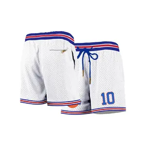 Men's White # 10 Basketball Shorts, Embroidered Basketball Shorts, Fashionable, Casual, Breathable, Quick Drying Shorts