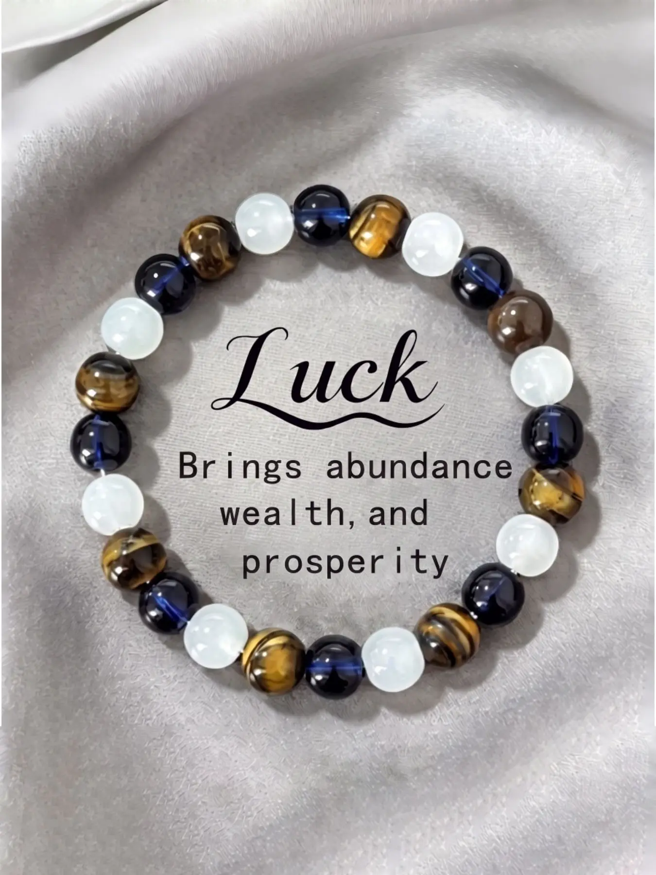Natural Stone Luck Bracelet , Tiger'S Eye & Howlite , Often Associated With Protection And Decisive Energy , Stress Relief Jewelry Gift For Men , Yoga Meditatio