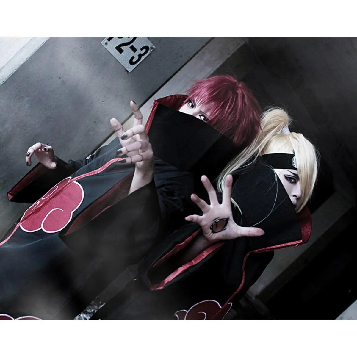 Akatsuki Uchiha Itachi Long Black Cloak Robe Cape, Kids-Adult Cosplay Costume with Accessories, Costume for Parties, Themed Party Outfit for Halloween Carnival