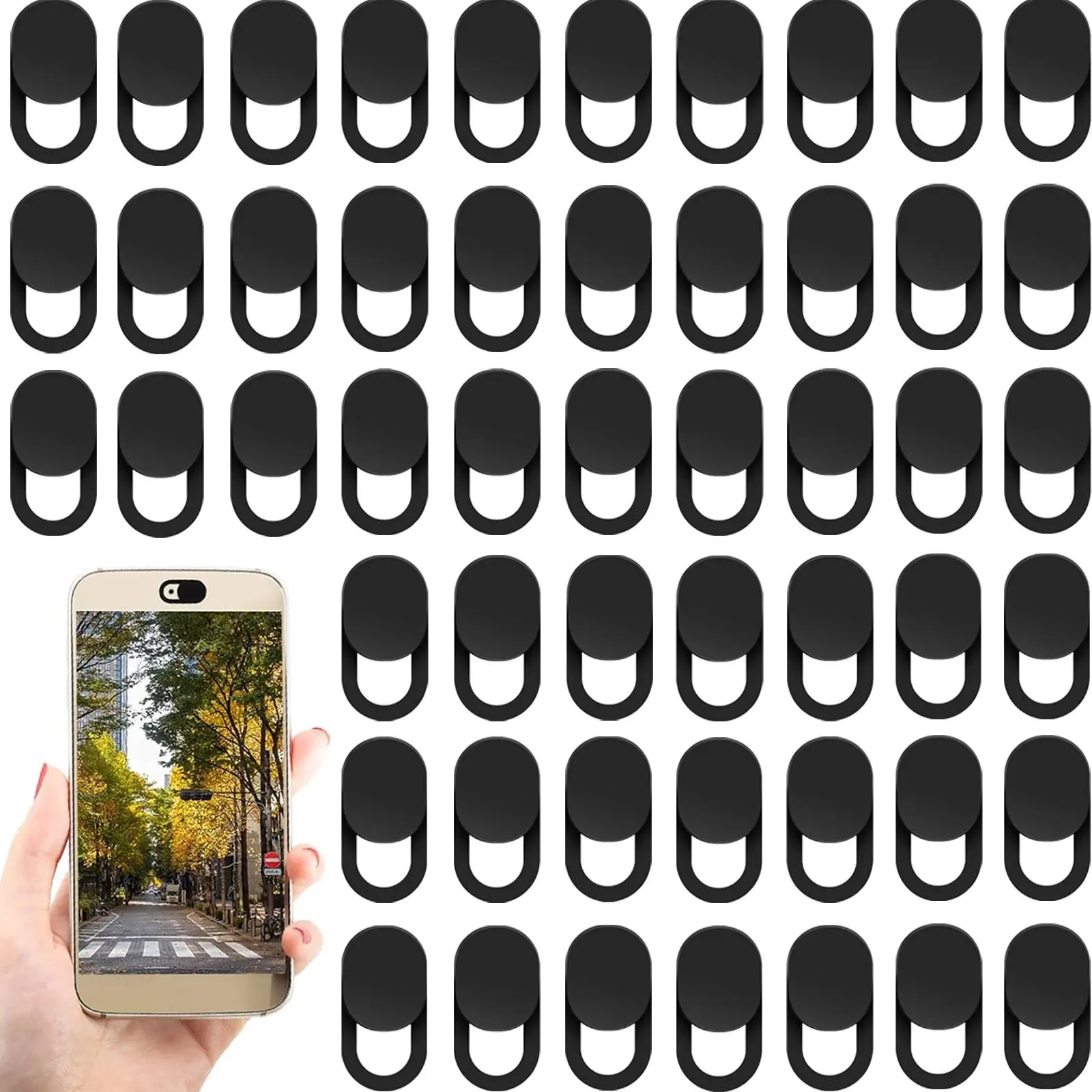 50 Pcs Webcam Cover Slide, 0.023 Inch Ultra-Thin Universal Laptop Camera Cover Slide for Laptop, Computer, Phone Protect Your Privacy and Security