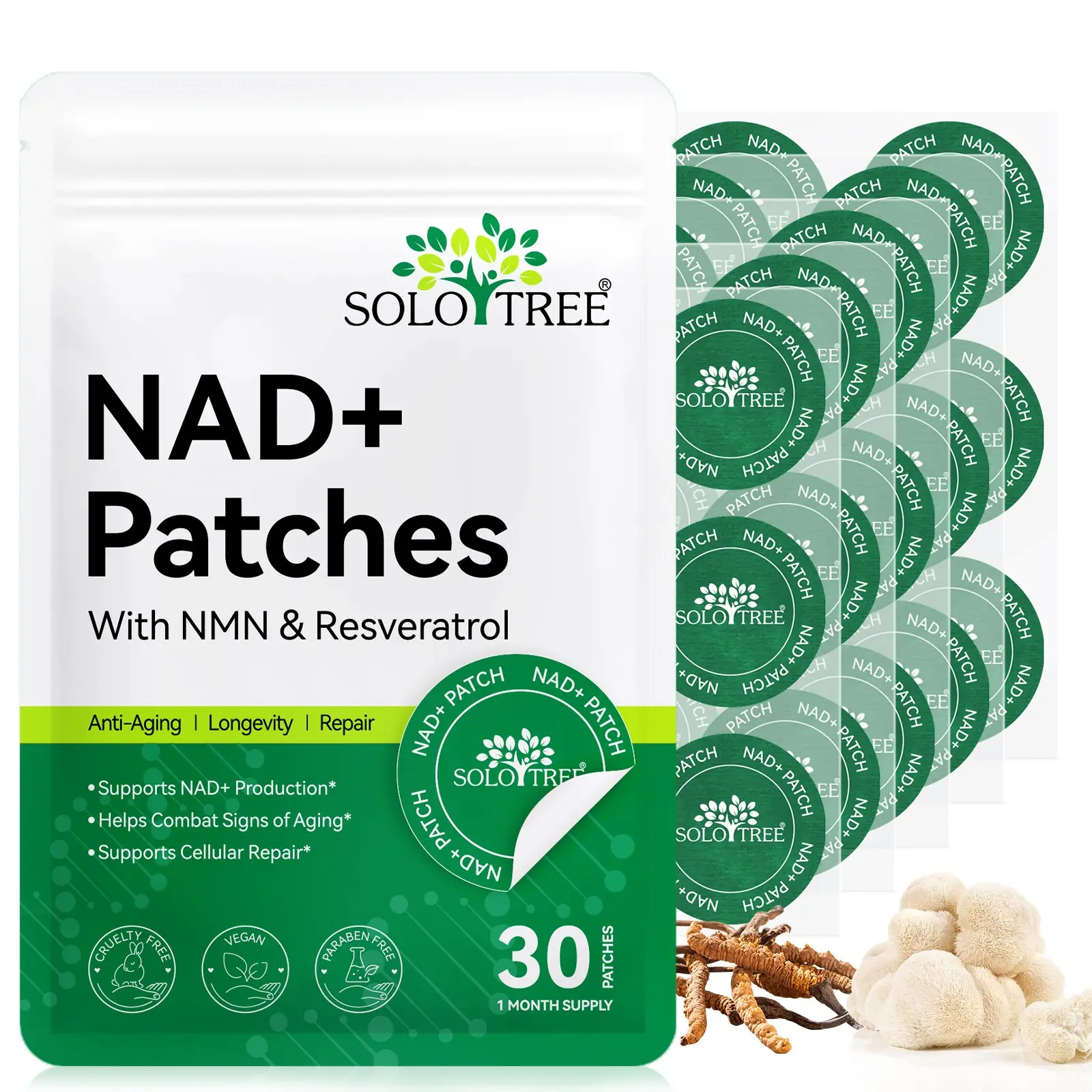 Nad+ Patch 30pcs/bag, Hypoallergenic Material, Unisex Skin Patches, Non-Loose, Suitable for All Body Parts, Convenient Anytime Use