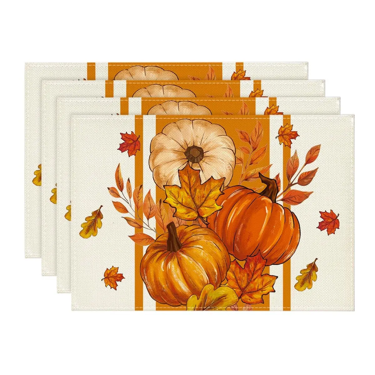 Set of 4 Fall Placemats Pumpkin Maple Leaves Gnomes Pattern Table Mat Autumn Thanksgiving Fall Decorations for Home, Harvest Festival Seasonal Holiday Farmhouse Decorations and Supplies for Home Kitchen Dining Room Table Thanksgiving Home Decor