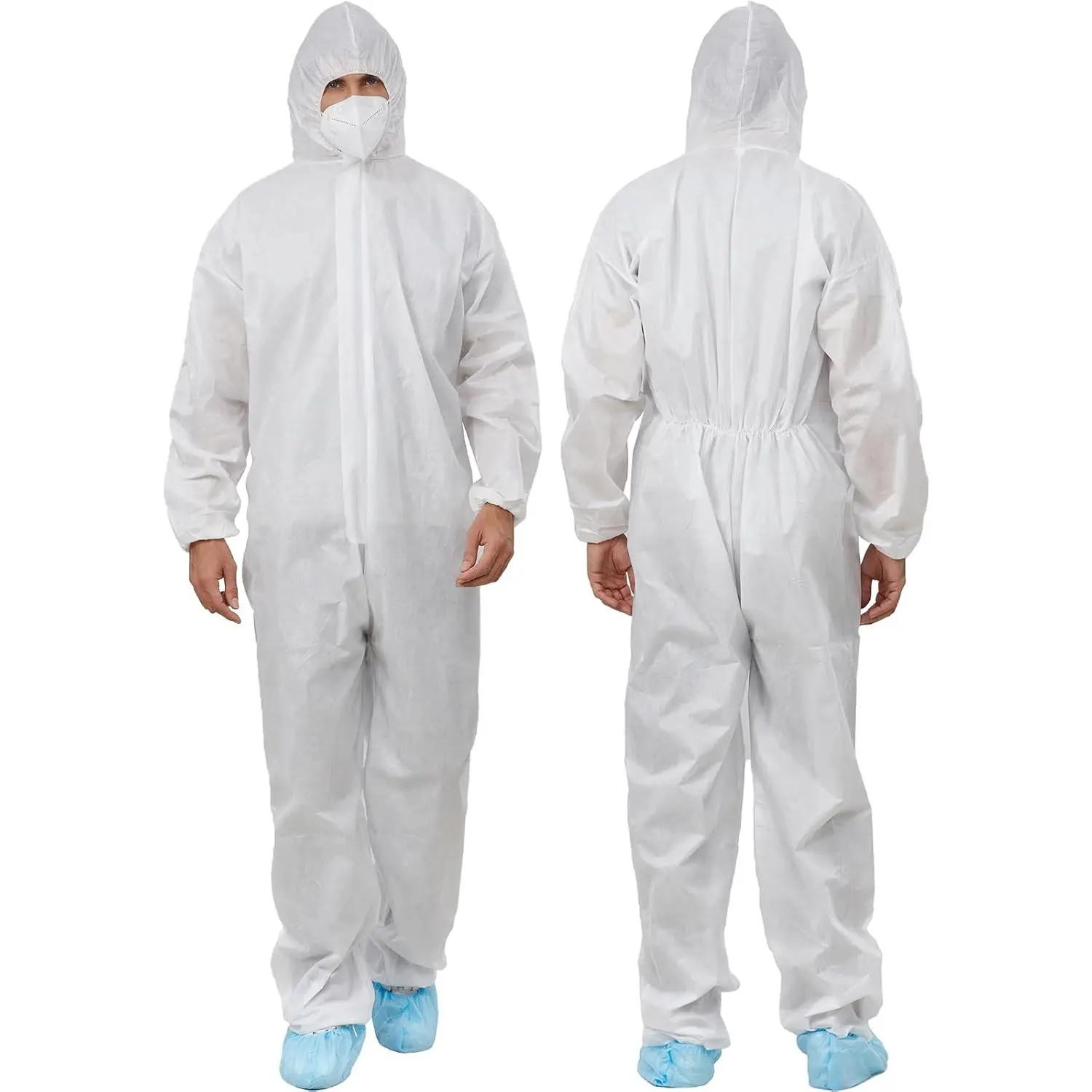12 Pack Disposable Coveralls, Breathable SMS Fabric Painters Suit with Hood, Elastic Cuffs and Zipper, White Workwear for Men & Women, Clothes, Uniforms, Menswear, Hooded, Water Resistant