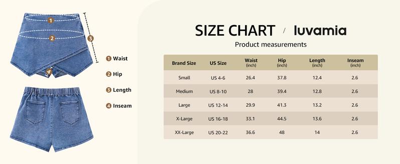 luvamia Jean Skorts for Woman High Waisted Pull On Casual Oversize Stretchy Denim Wrap Skirt with Shorts Trendy Asymmetrical Skort country concert outfits Basic Womenswear