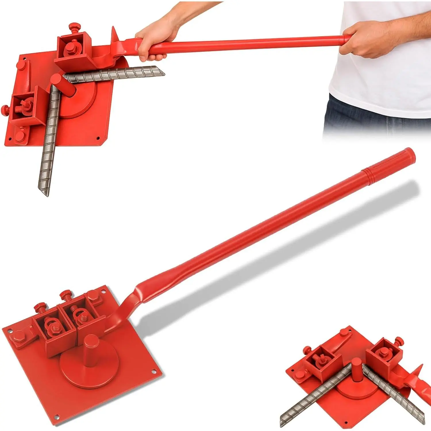 Rebar Rod Bender Rebar Bender Tool Bending Tool Hand Operated 0.04 Inch to 0.79 Inch Extendable Indexing Bending Machine Manual for Construction Site and Home Use