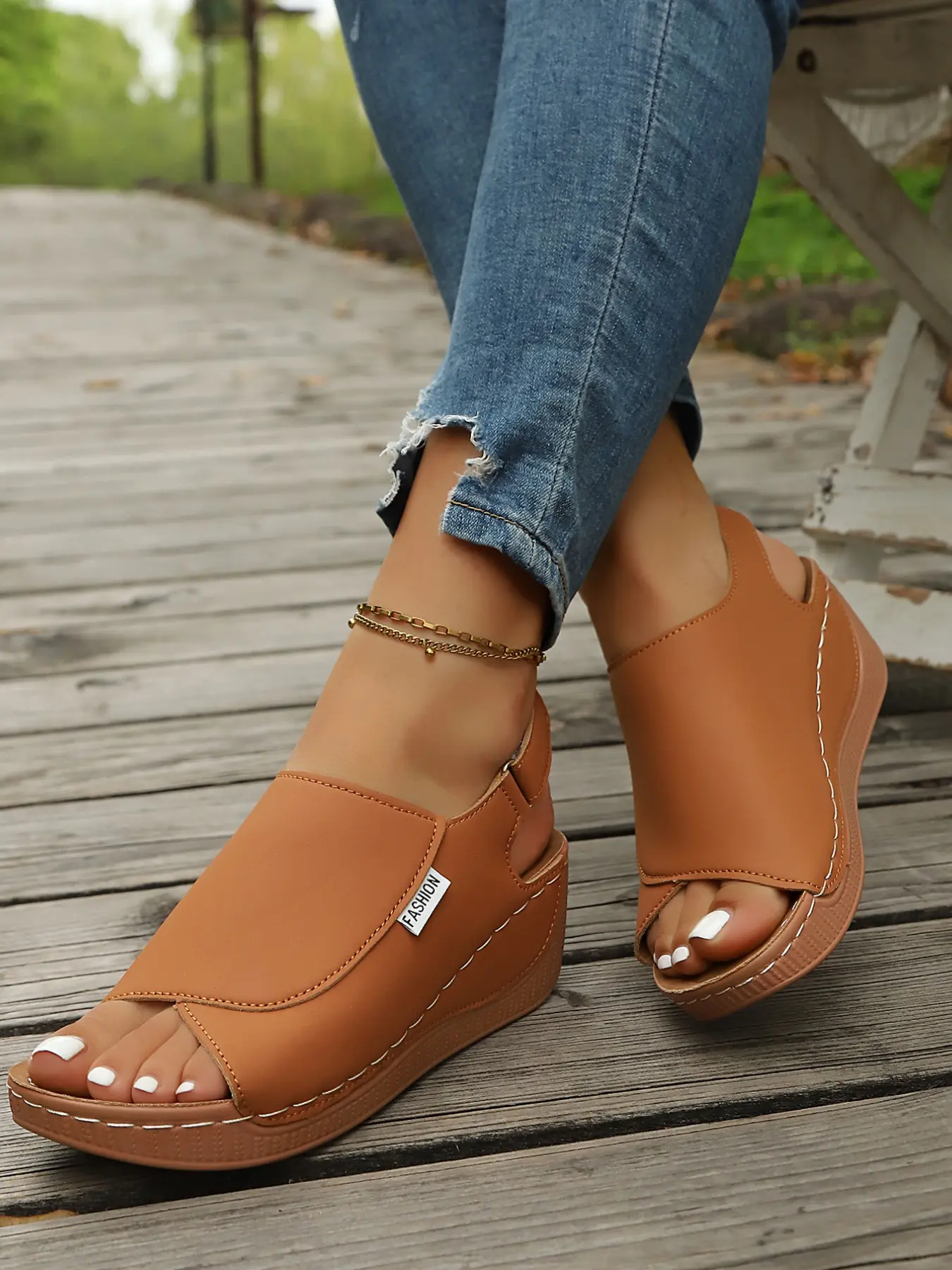 Comfortable Wedge Heel Sandals for Women, Fashionable Wedge Sandals, Non-Slip Platform Slingback Shoes, Mom Footwear, Date Night Footwear