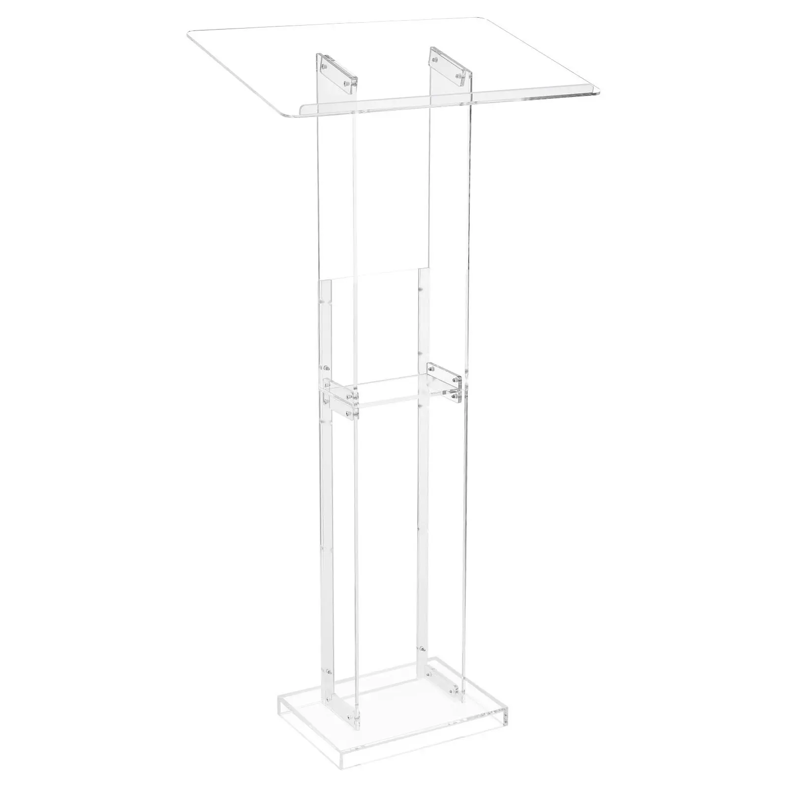 Podium Stand 50 In Portable Clear Acrylic Lectern With Storage Shelf And Wide Reading Surface For Presentations, Conferences, Classes, And Events - Lightweight, Easy Assembly, Durable Construction