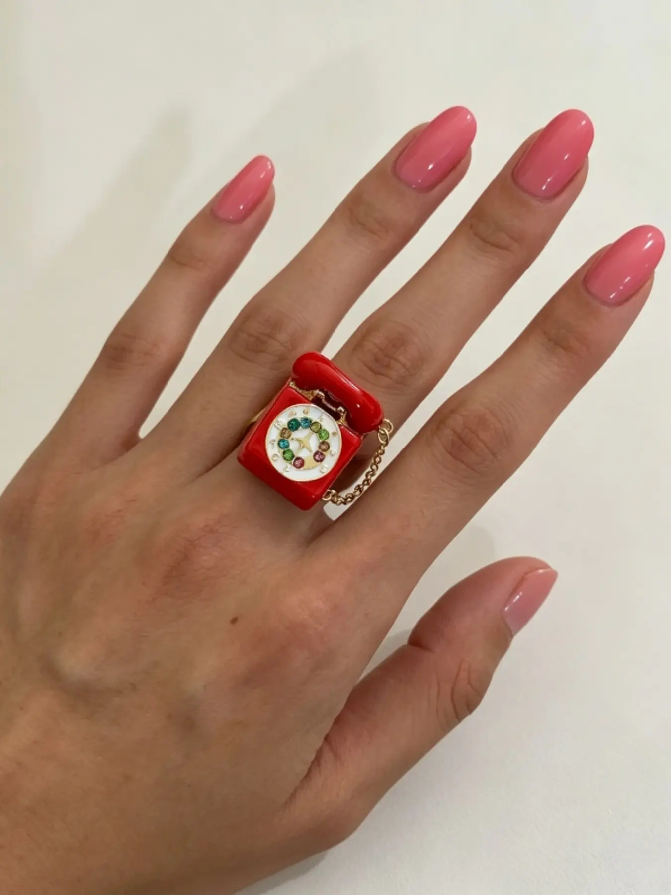 European and American Fashion Unique Design Magnetic Ring, Enamel Vintage Phone Ring, Stackable Rhinestone Ring, Y2K Sweet Cool Jewelry, Finger Rings