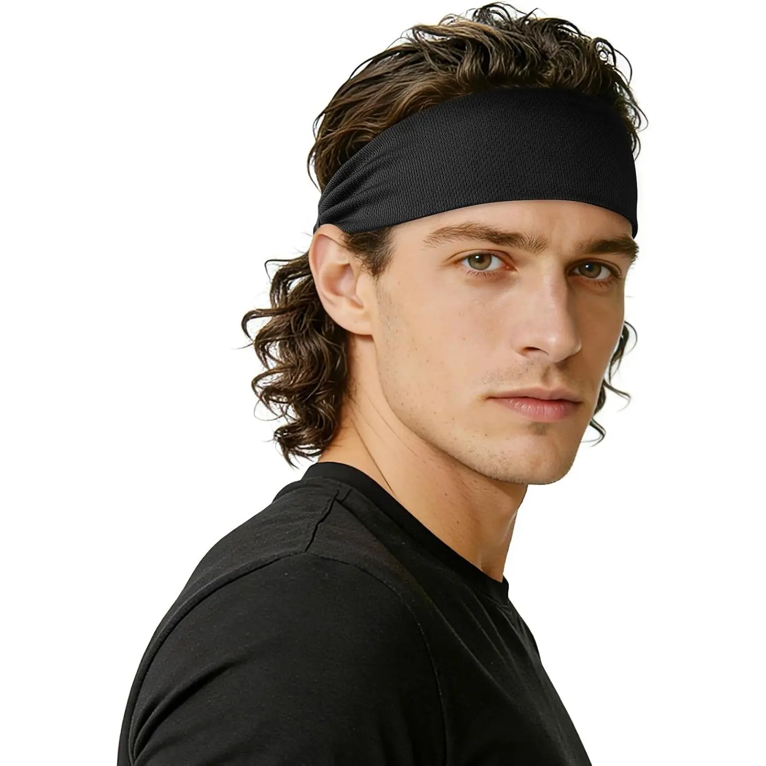 5 Pack Running Headbands,  Wicking Non-Slip Wide Elastic Sweatbands, Athletic Workout  Headbands for Men & Women, Running Cycling Basketball