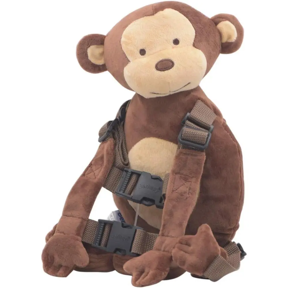 Toddler 2-in-1 Monkey Safety Harness Backpack with Children's Walking Leash Strap (Brown, New Model), No
