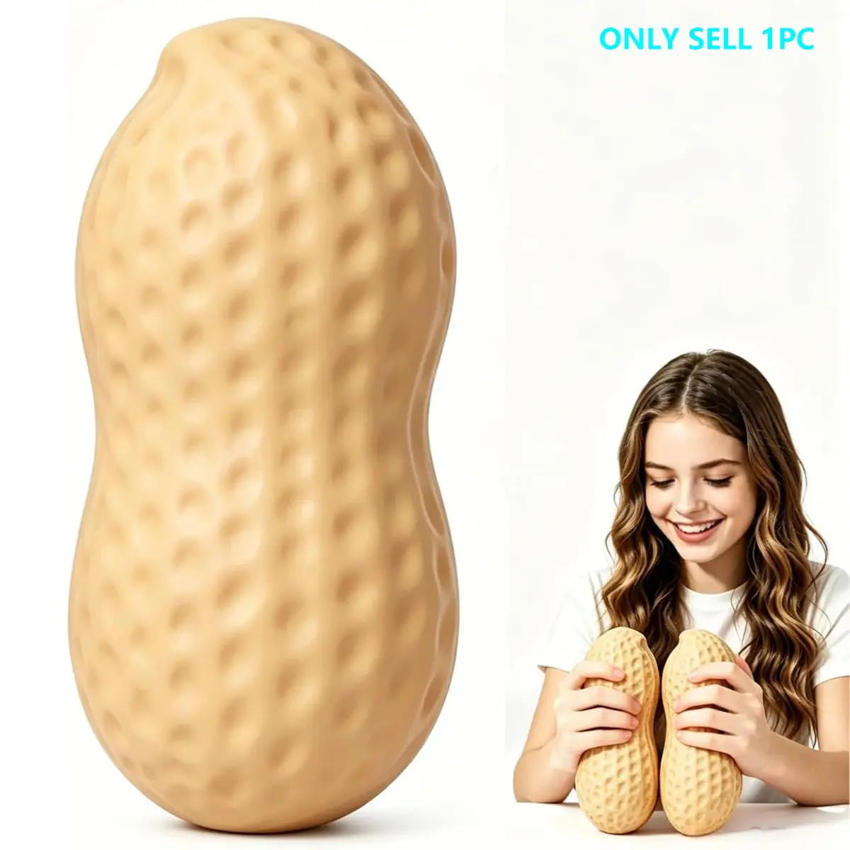 Giant Peanut Squishy, Jumbo Big Cute Realistic Peanut Stress Ball, Soft Squishies, Slow Rising Stress Ball for Anxiety Relief, Party Favors