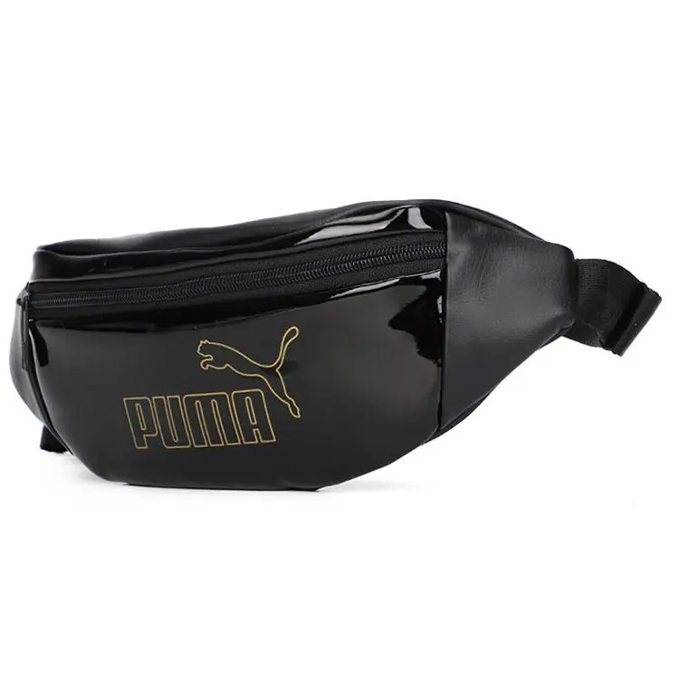PUMA Core Up Waist Bag – Glossy Patent Leather Crossbody Bag for Men and Women – Black