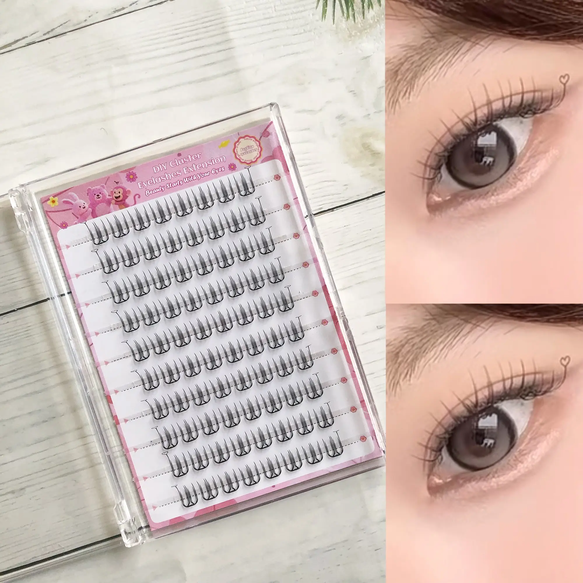 Directly Applied False Eyelashes, 60pcs Self-Adhesive Dense C Curl Lashes, Perfect for Parties and Dates, Clean Elegant Makeup Look