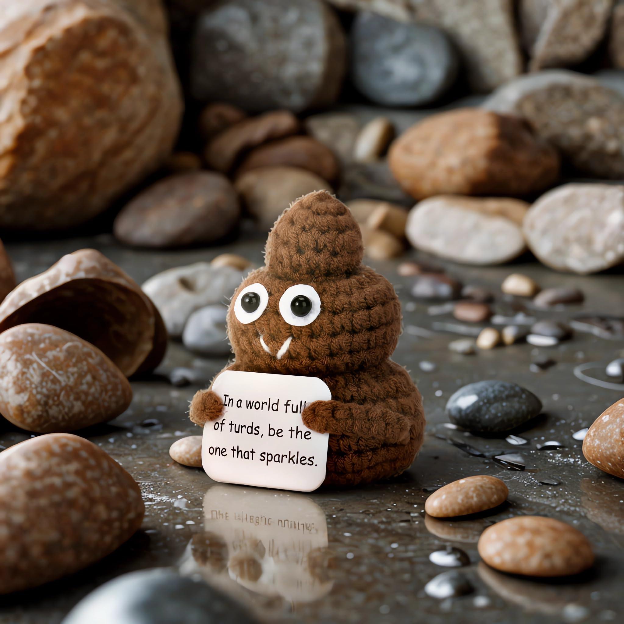 dorable Handmade Knitted Poop Doll Emotional Support Plush Soft Squeezable Stress Relief Toy Ideal Christmas Presents Holiday Gifts Birthday Gifts For Women Men Him Teacher Appreciation Small Cute Gift Bag Pendant Desk Decor Travel Companion Party Favor