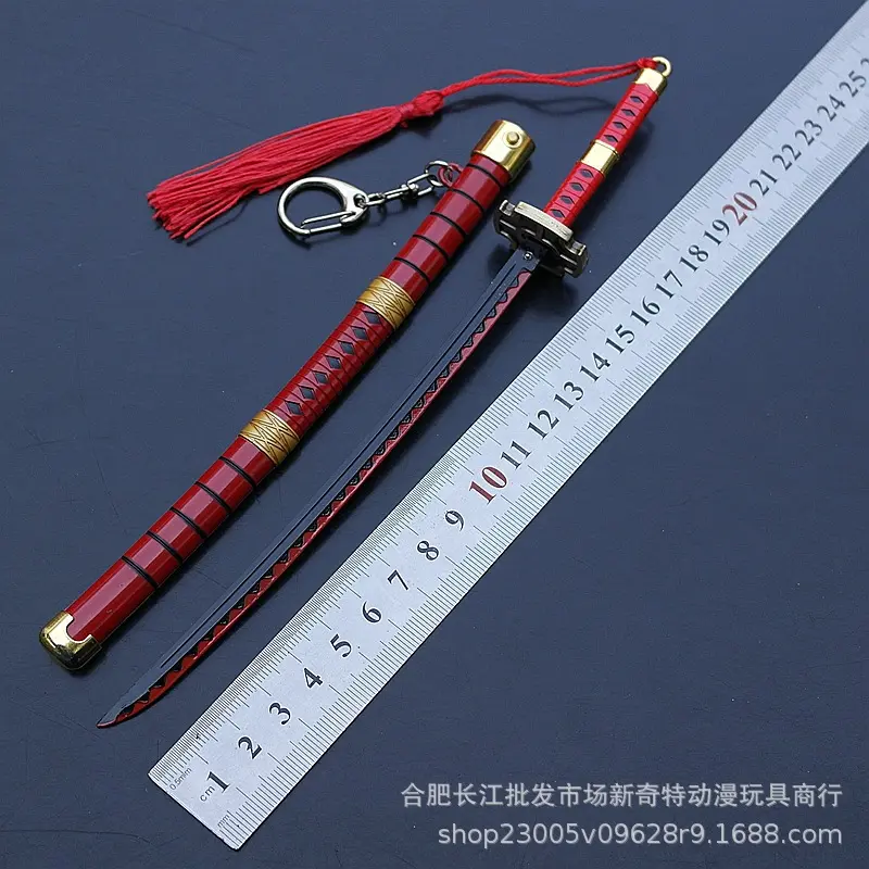 22cm Anime One piece zoro luffy ace toy Mini Katana Sword Keychain With Ejection Pop‑up Sheath,Metal Alloy Weapon Model Collection Cosplay Gift For Anime Fans
