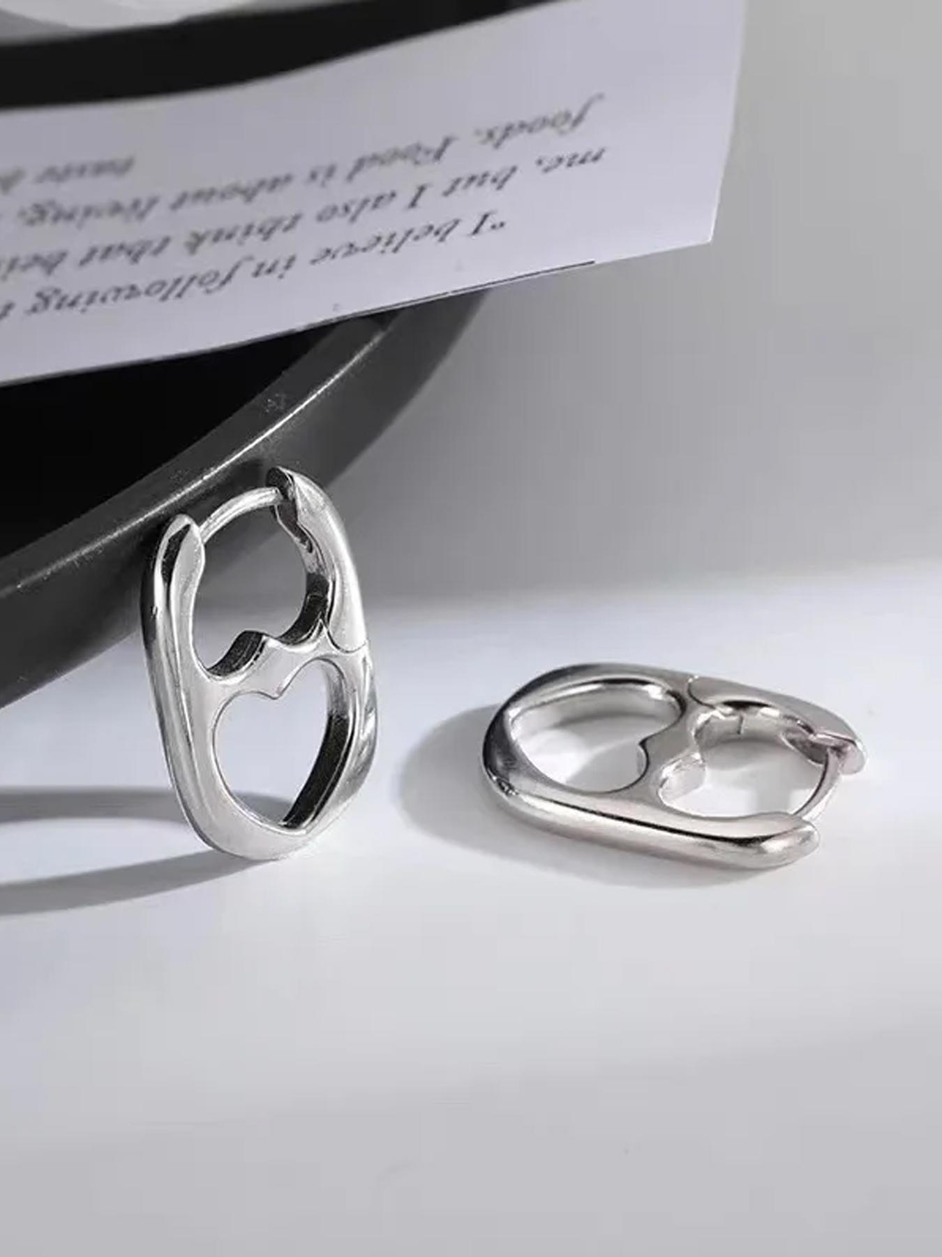 Simple Fashion Heart Shaped Hoop Earrings, Elegant Minimalist Earrings, Fashion Jewelry for Party, Daily Clothing Decor, Trendy All-match & Exquisite Jewelry for Birthday Gift, Heart Design Earrings