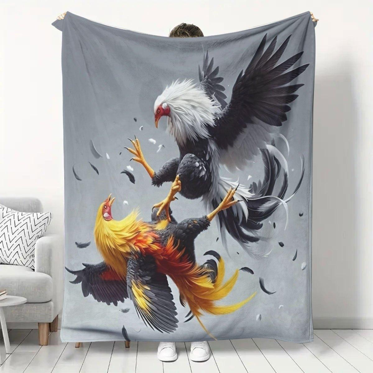 1 Piece Fun Rooster Modern Printed Velvet Blanket, Suitable for Home, Outdoor Camping, Bed, Sofa, Friends and Family Birthday Gift Blanket