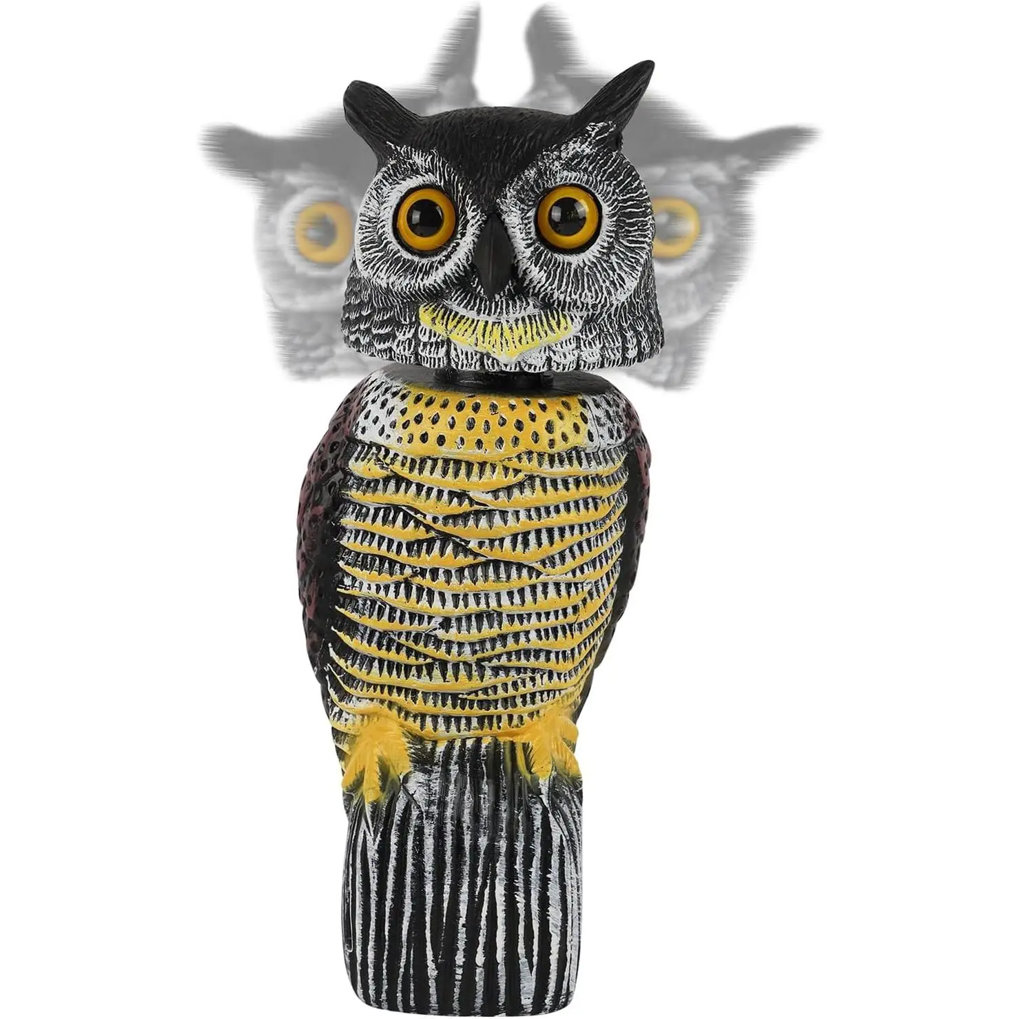 Plastic Fake Owl Wagging Head Outdoor Statues 16.5 inch, Bird Scarecrow Horned Decoy, Bird Deterrents Scary Birds Away, Nature Enemy Pest Repellent for Outdoor Garden Yard Protectors