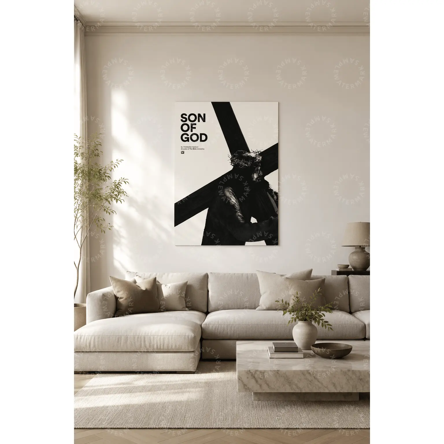 Son of God Christian Canvas Poster, Black and White Minimalist Cross Wall Art, Faith-Inspired Aesthetic Poster for Living Room Decor, Bedroom Wall Art, Office Wall Decor, Spiritual Gift