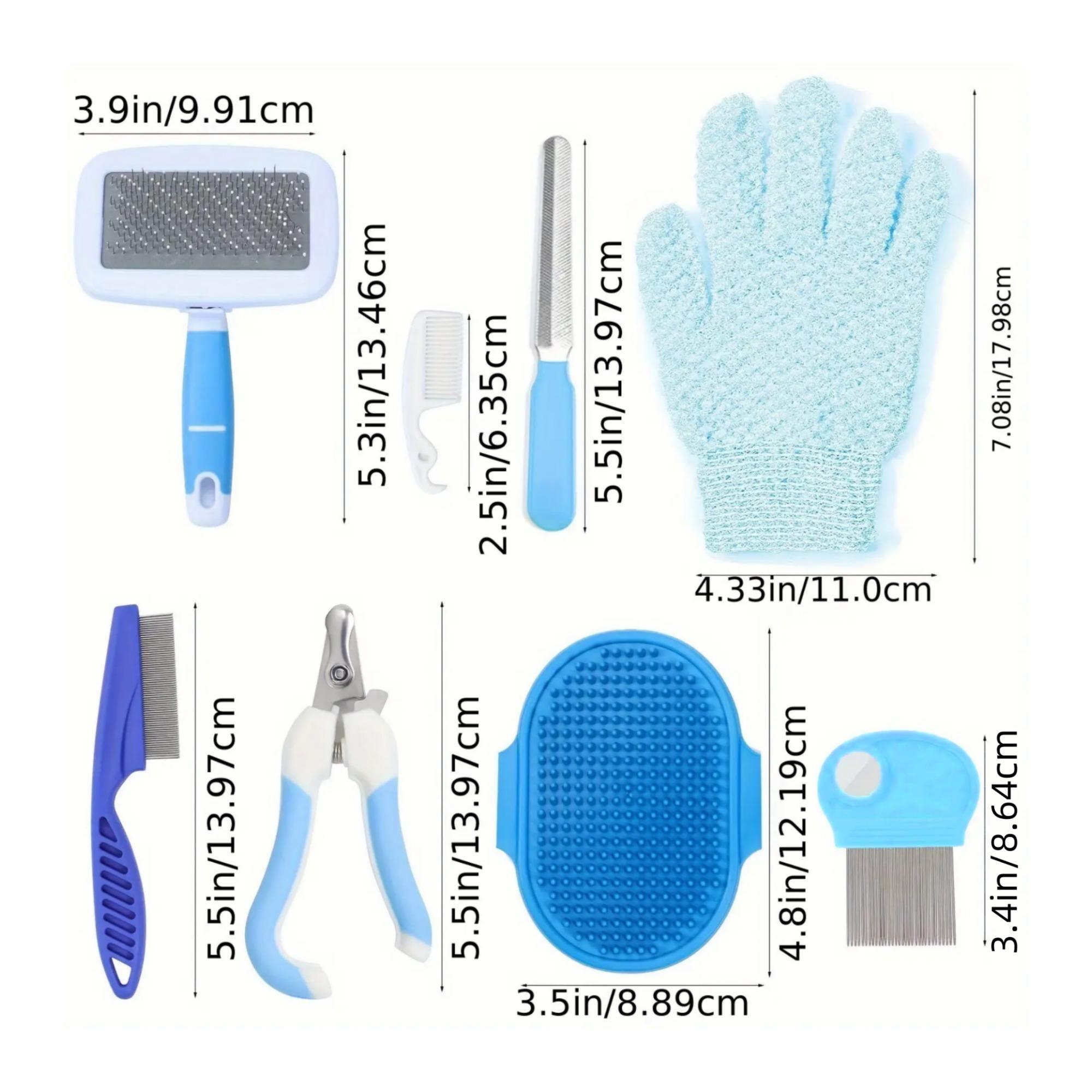 Rabbit Grooming Kit, 8 Counts/set Creative Pet Massage Cleaning Kit, Professional Pet Grooming Supplies