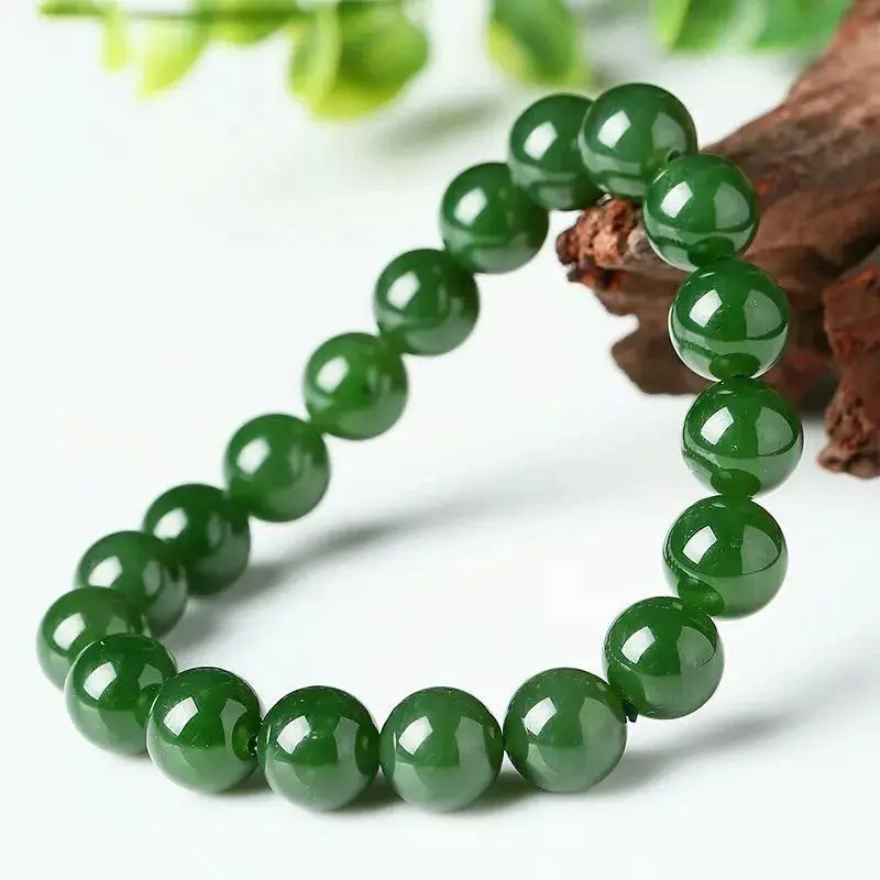 Natural Hotan Jade Jasper Elastic Bracelet Charm Luxury Boutique Jewelry Couple Bracelet for Men and Women Holiday Gift