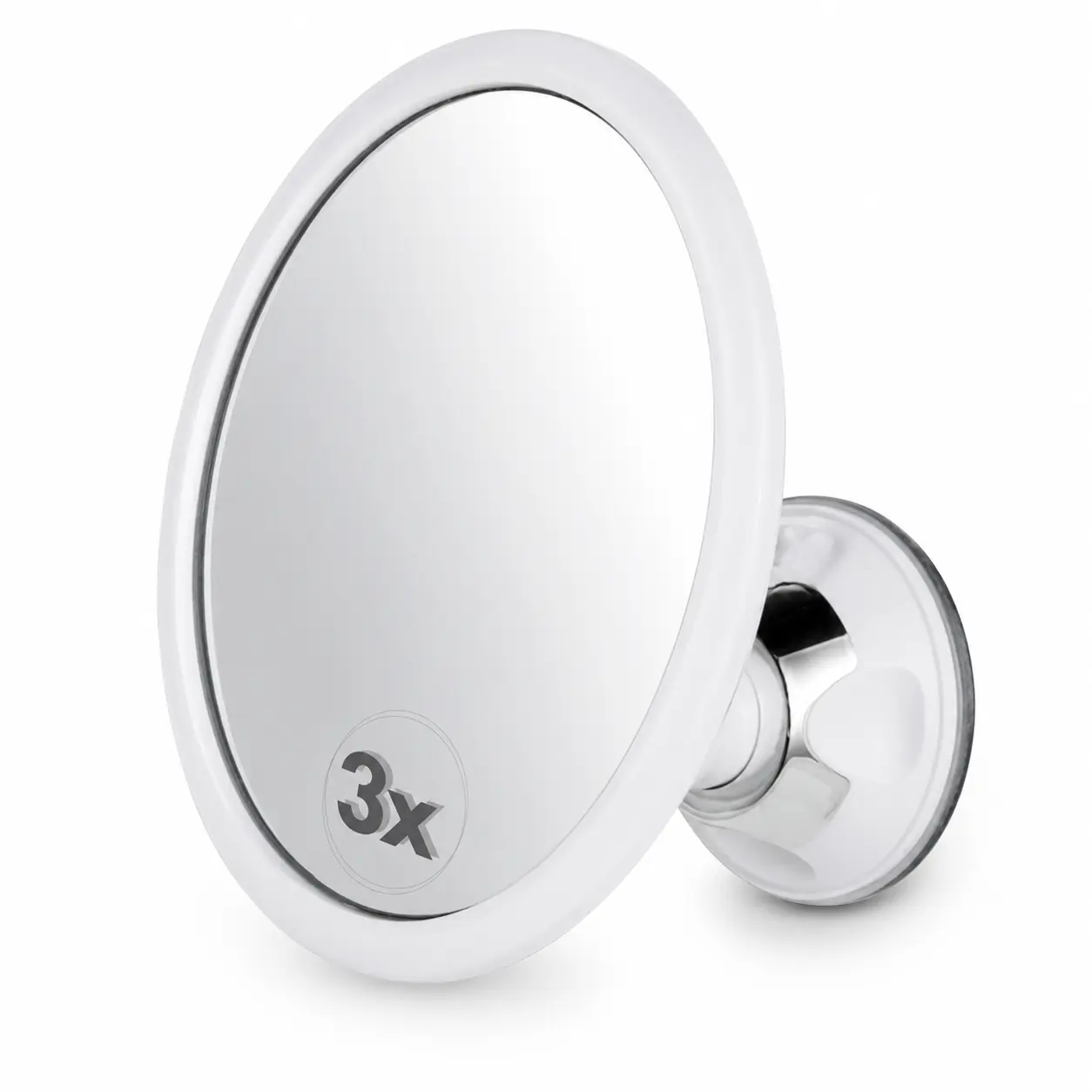 6.7 Inch Fogless Shaving Mirror with 3X Magnification, Shatterproof Round Shower Mirror with Suction Cup and 360 Degree Swivel