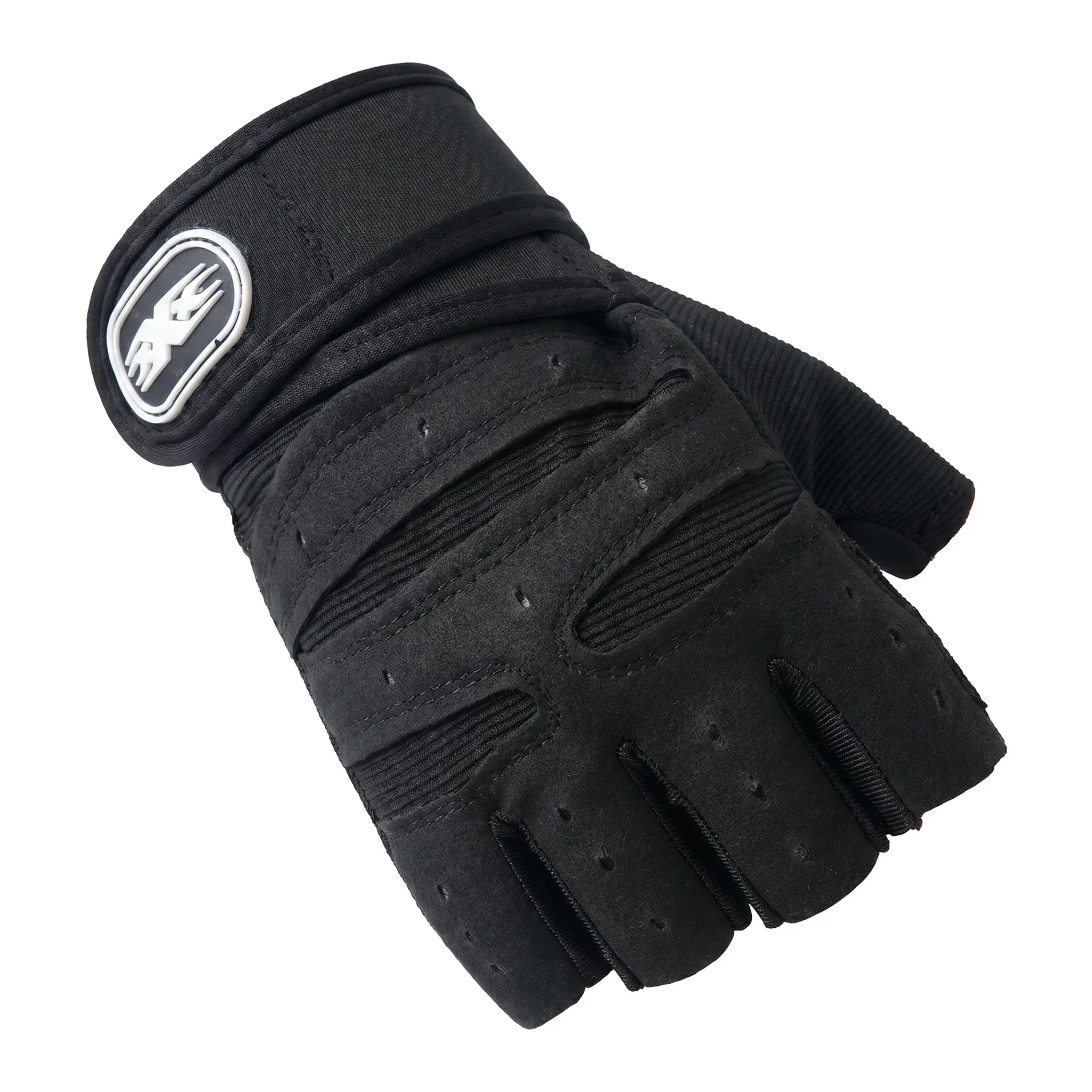 Unisex M Half-Finger Sports Gloves with Integrated Wrist Support Wraps, Anti-Slip Polyester Padded Palm, Ergonomic Sturdy Embroidery, Cyan with Black Trim for Weightlifting, Biking, Barbell Training, All Seasons Gym Use