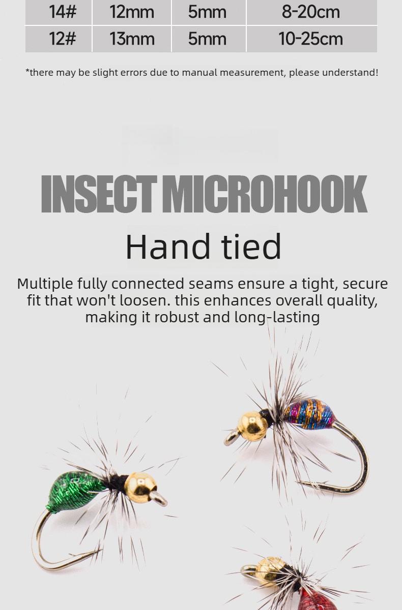 Lure Feather Fly Hook Micro Mosquito Single Hook Modified Bionic Insect Fishing Hook for White Bar Mackerel Mouth