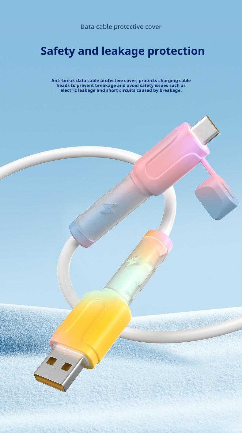 Data cable protective cover, charging cable protective cover, anti-break connector protective cover, suitable for IOS and Android phone charging cables