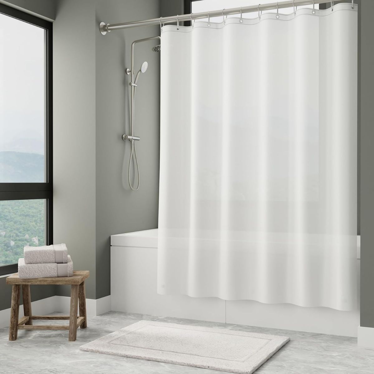 Arm & Hammer Waterproof Quick Drying Shower Liner, Lightweight Design, 70 x 72, Frosted