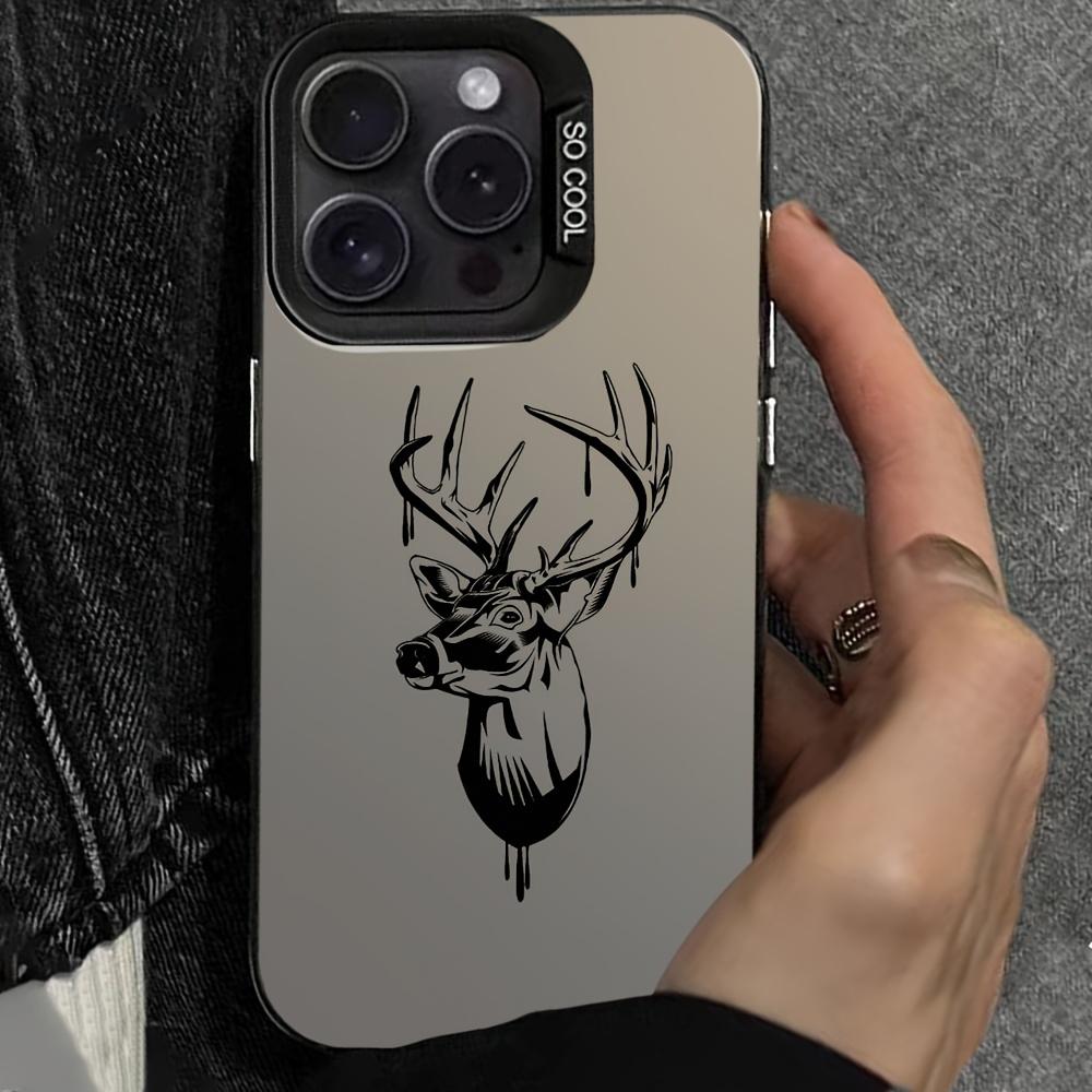 Phone case for iPhone 16 Pro Max 15 Plus 14 13 12 11 XR XS Line Deer Head Pattern Anti-Scratch Shockproof Pocket-Friendly durable Cover
