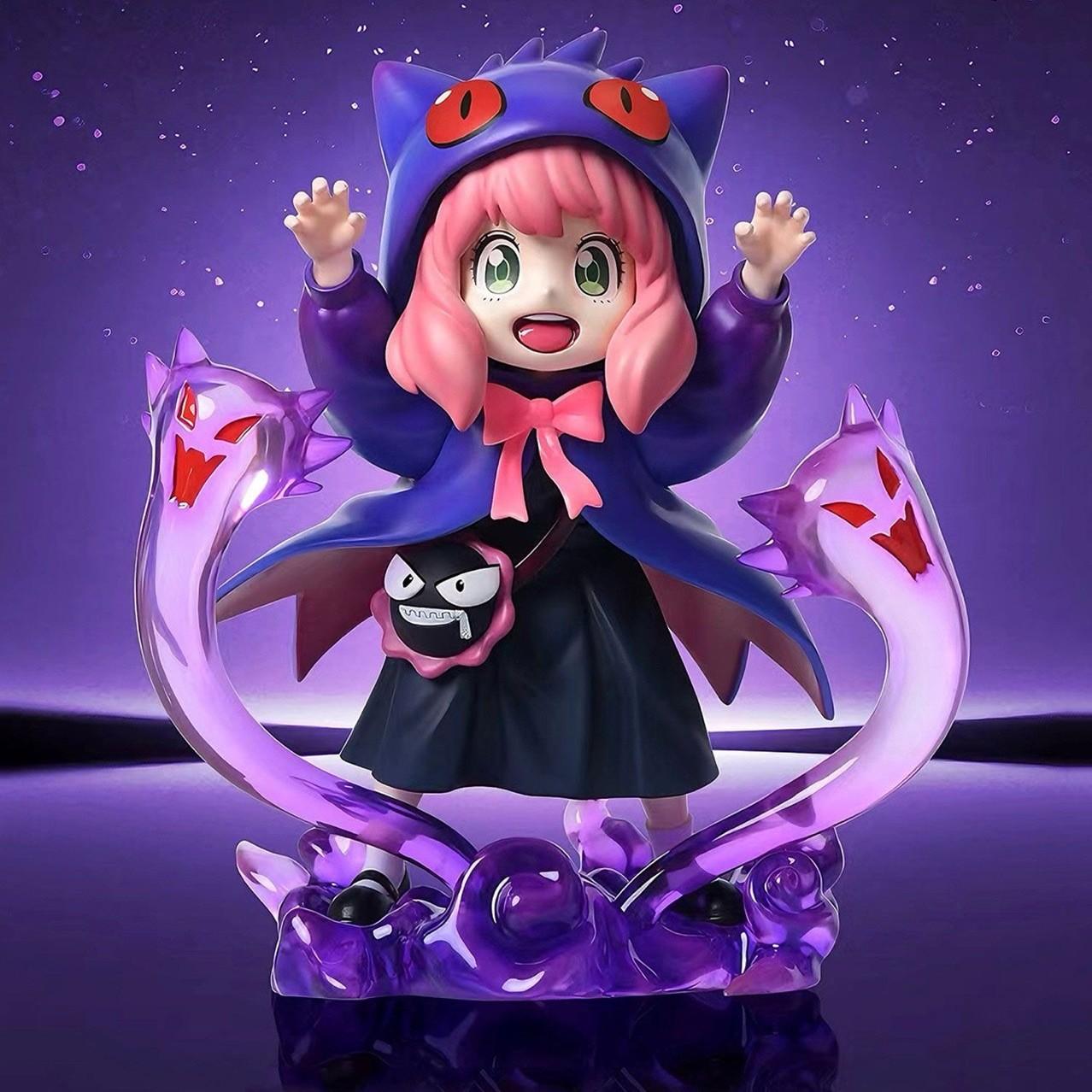 Spy x Family Anya Forger Cosplay Gengar Figure - Cute Anime Statue with Purple Ghost Style Collectible