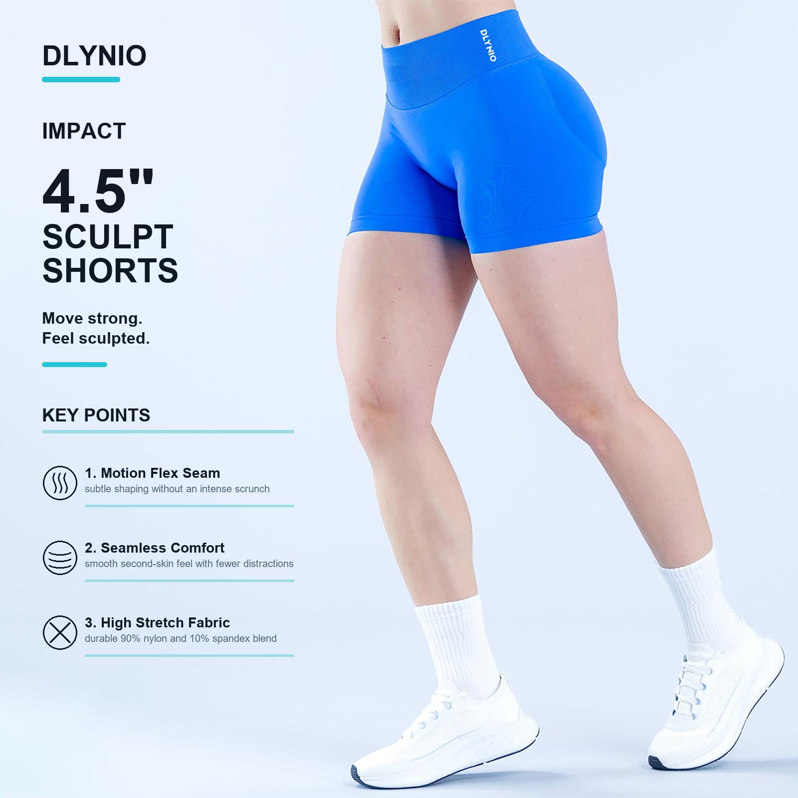 Dlynio Women's Seamless Impact Gym Shorts (4.5in) - Ribbed Waist, Glute Contour, Sculpting Booty Lifting Shorts for Training & Activewear Dlynio Women's Seamless Impact Gym Shorts (4.5in) - Ribbed Waist, Glute Contour, Sculpting Booty Lifting Shorts for Training & Activewear