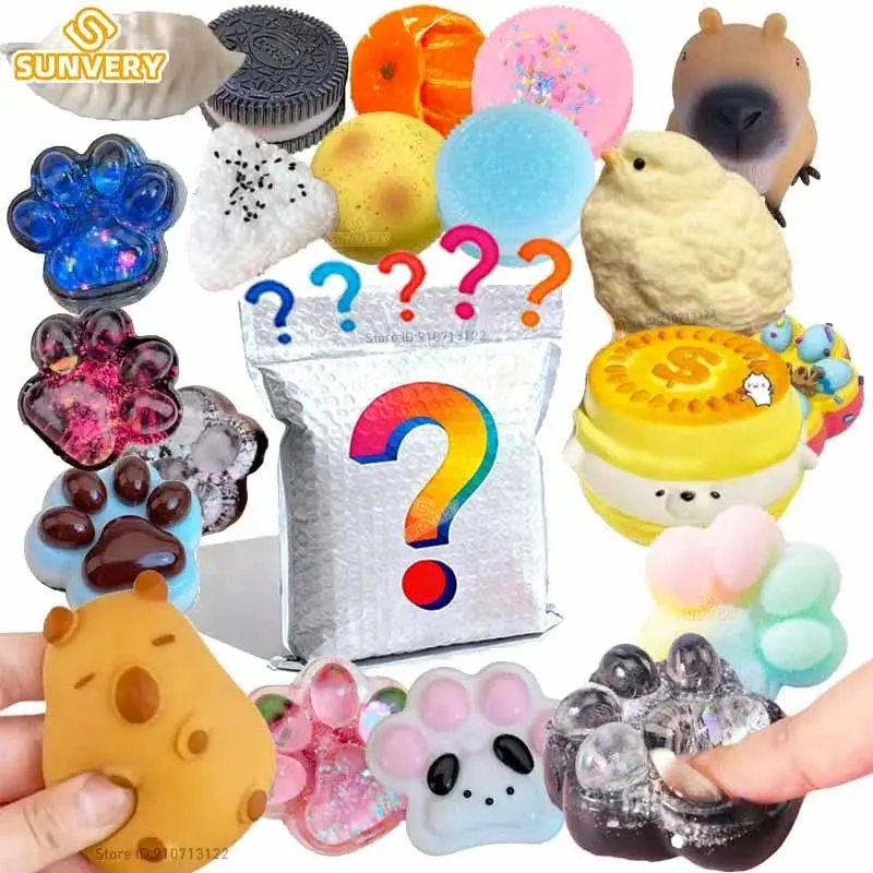 Mystery Fidget Toys Blind Bags Cat Paw Antistress Foot Taba Squishy Jelly Toy Squeeze Toy Sticky Simulated Food Mochi Toy 2026