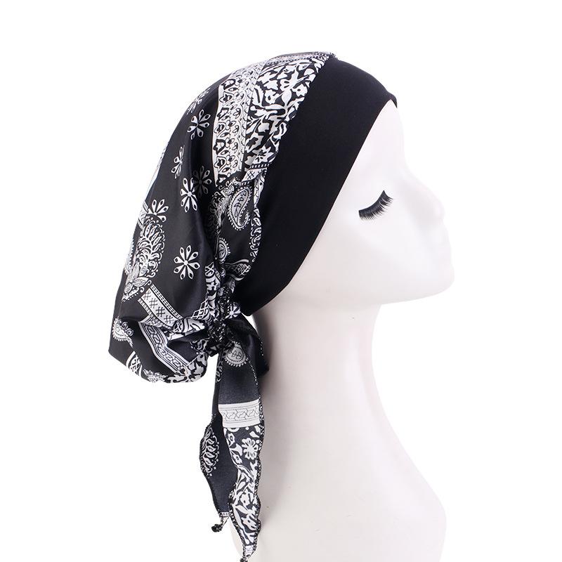 New Braided Turban Hat, Satin Print Tie Chemo Cap, Wide Elastic Sleep Bonnet