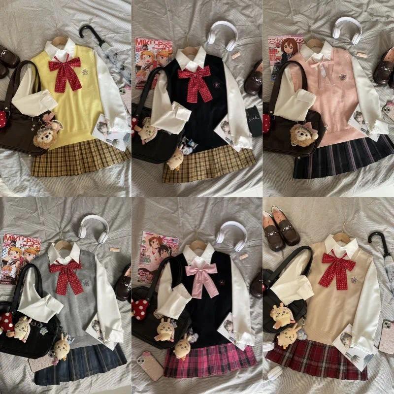 Autumn JK Style School Uniform Design Woman Outfits Preppy Blazer Plaid Skirt Vintage Korean Style Female  3 Piece Sets 2025
