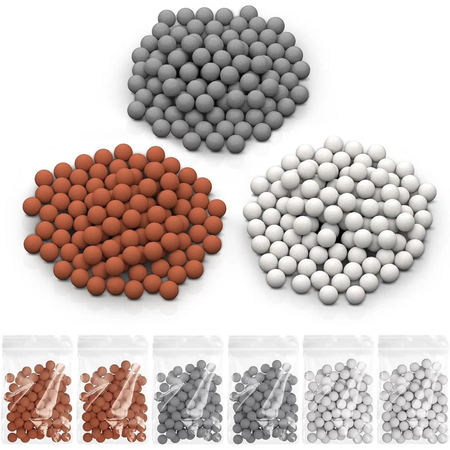 Mineral Balls for Filtered Shower  Refills, Water Softener Beads Filtration Stone Ball to Remove Chlorine, Fluoride and Impurities (102.0 Grams, Orange, Gray, White)