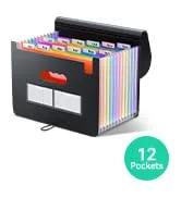 Plastic Expanding File Folder, Transparent envelopes with Snap Closure, No Dividers, Large Capacity, Assorted Colors, Fit Letter/A4 Size - 5 Packs